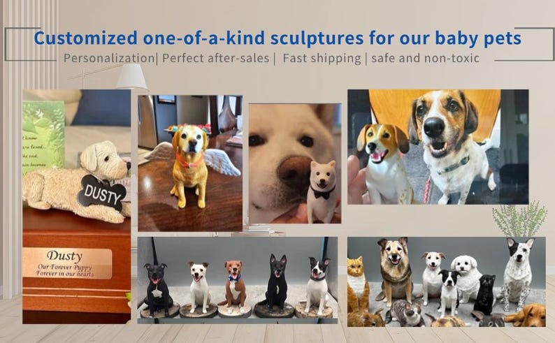 Polymer Clay Black Cat Dog Statue, Memorial Keepsake for Pet Loss ...