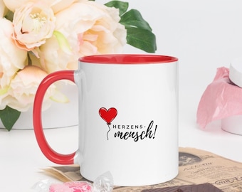Heartfelt Person Mug with Red Heart Balloon – Ideal Gift for Partners, Friends & Lovers – Loving Mug for Special Moments