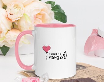 Heartfelt mug with pink heart balloon – Ideal gift for partners, friends & lovers – Loving mug for special moments