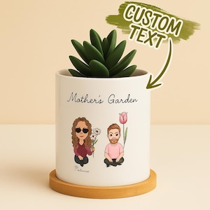 Cadeau personnalisé en pot de plante en céramique avec fleur de naissance pour grand-mère et maman