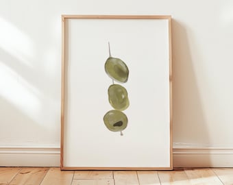 Martini Olives Watercolor Print: Bar Cart Art (Digital Download)
