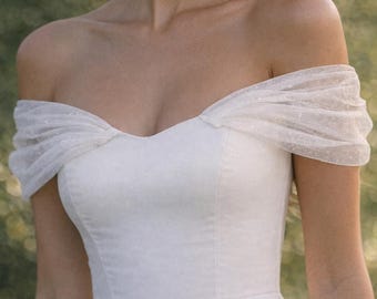Sparkle Tulle Straps, Off-shoulder Sleeves, Cap Sleeves, Wedding Dress Sleeves
