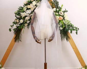 2 Tier Bridal Tulle Veil | Drop Veil | Embroidered Veil