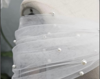 Tulle Straps with Pearls, Off-shoulder Sleeve, Cap Sleeve, Wedding Dress Sleeves