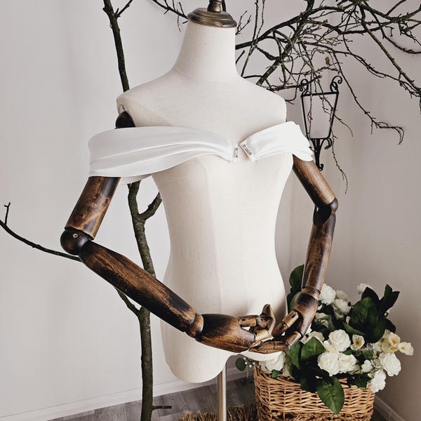 Plissee Satin-Trägern, Off-Shoulder-Ärmel, Flügelärmel, Brautkleid-Ärmel