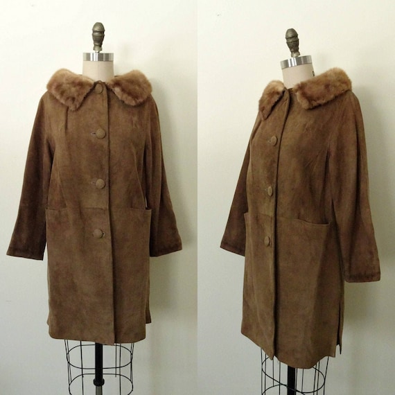 Carolyn suede coat with fur collar - image 1
