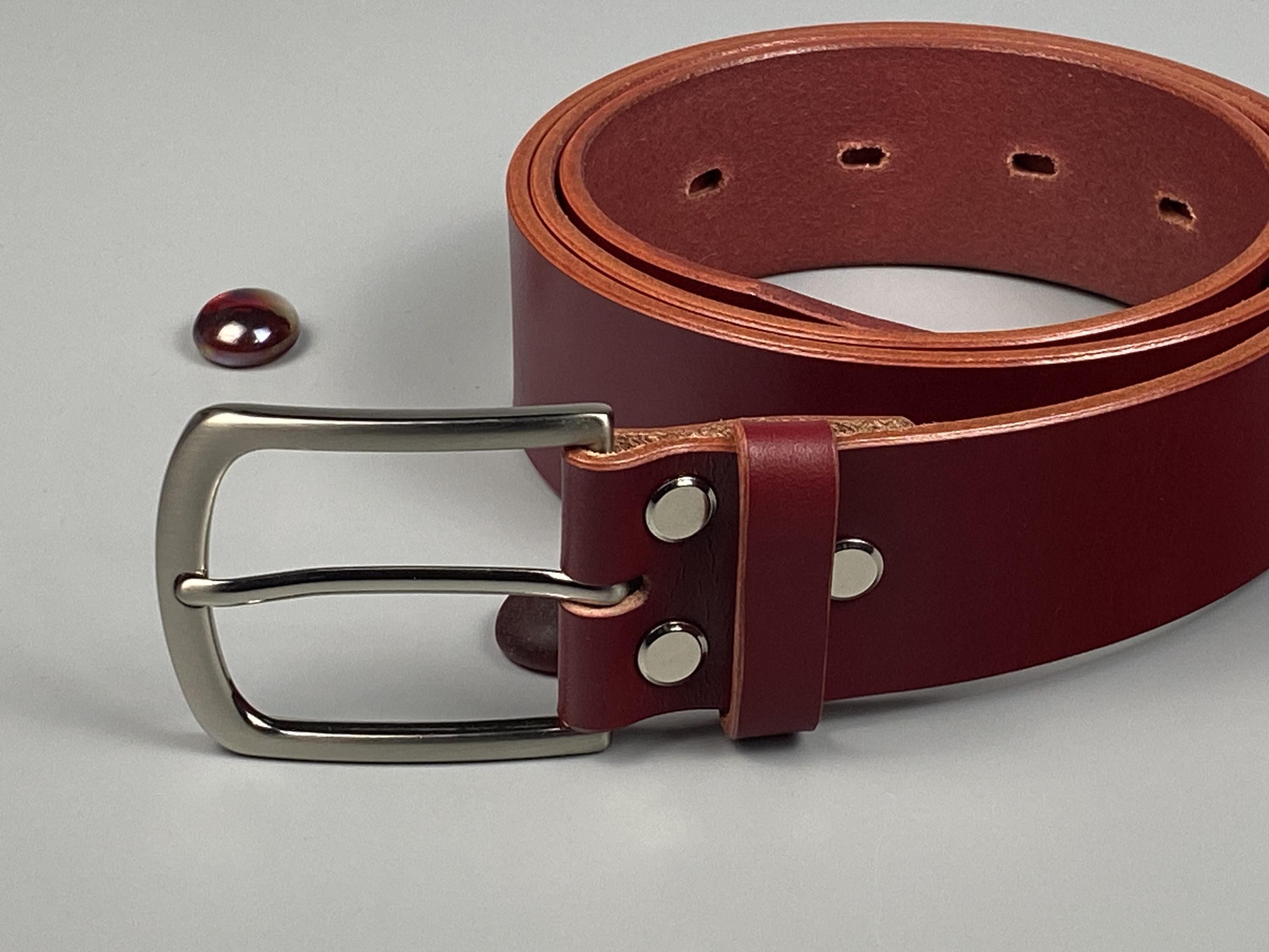 Burgundy Leather Belt 40mm | Handmade Unisex Veg Tan Belt with Satin Chrome Buckle | Trendy 2025–2026 Gift Accessory