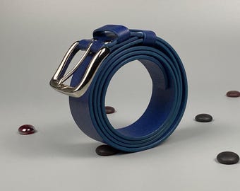 Vintage Royal Blue Belt W Gold Button Detail | Ladies Vegan  display picture 1