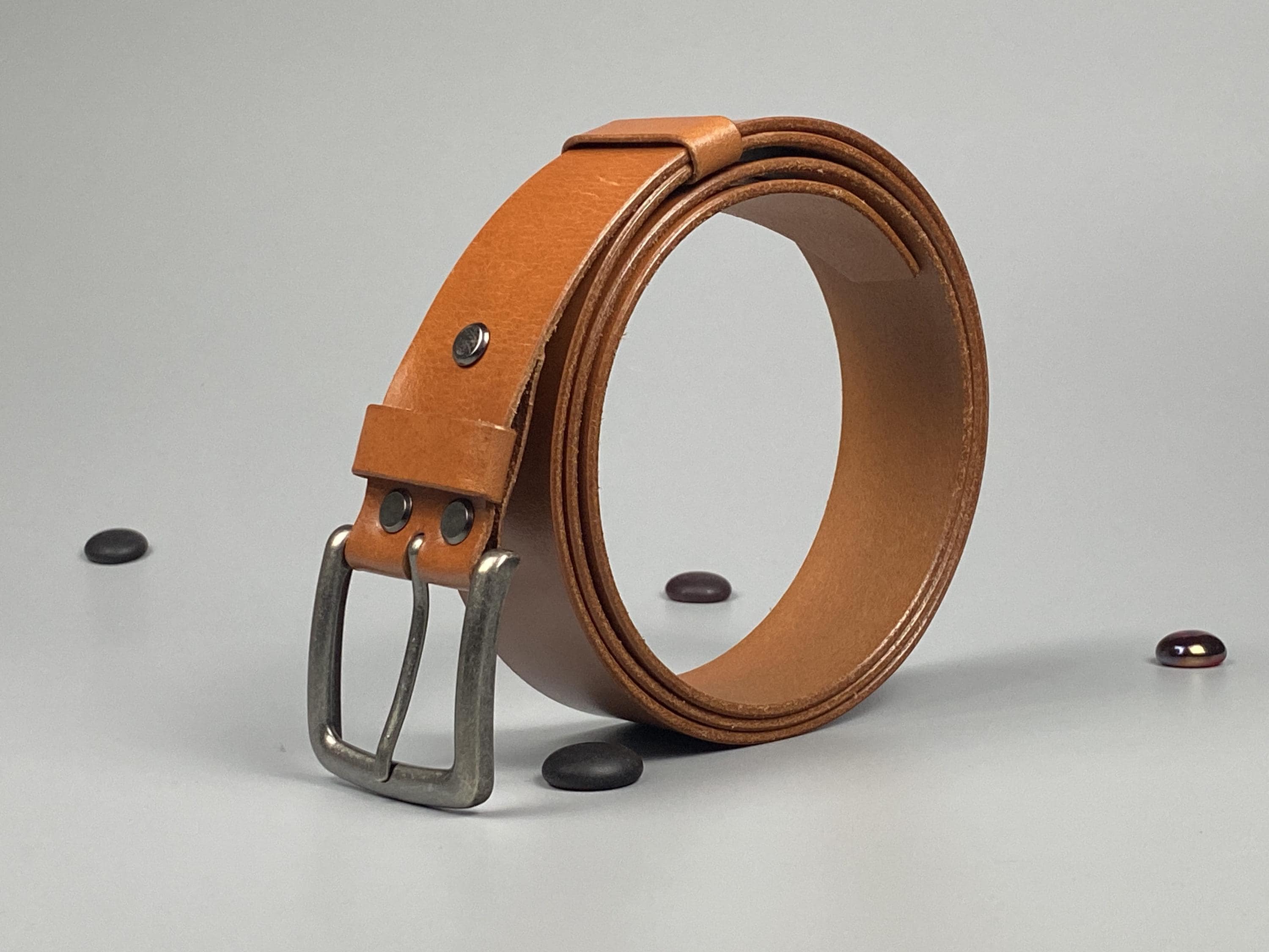 Handmade Luxury Leather Belt | Aged Silver Buckle, 40mm Width