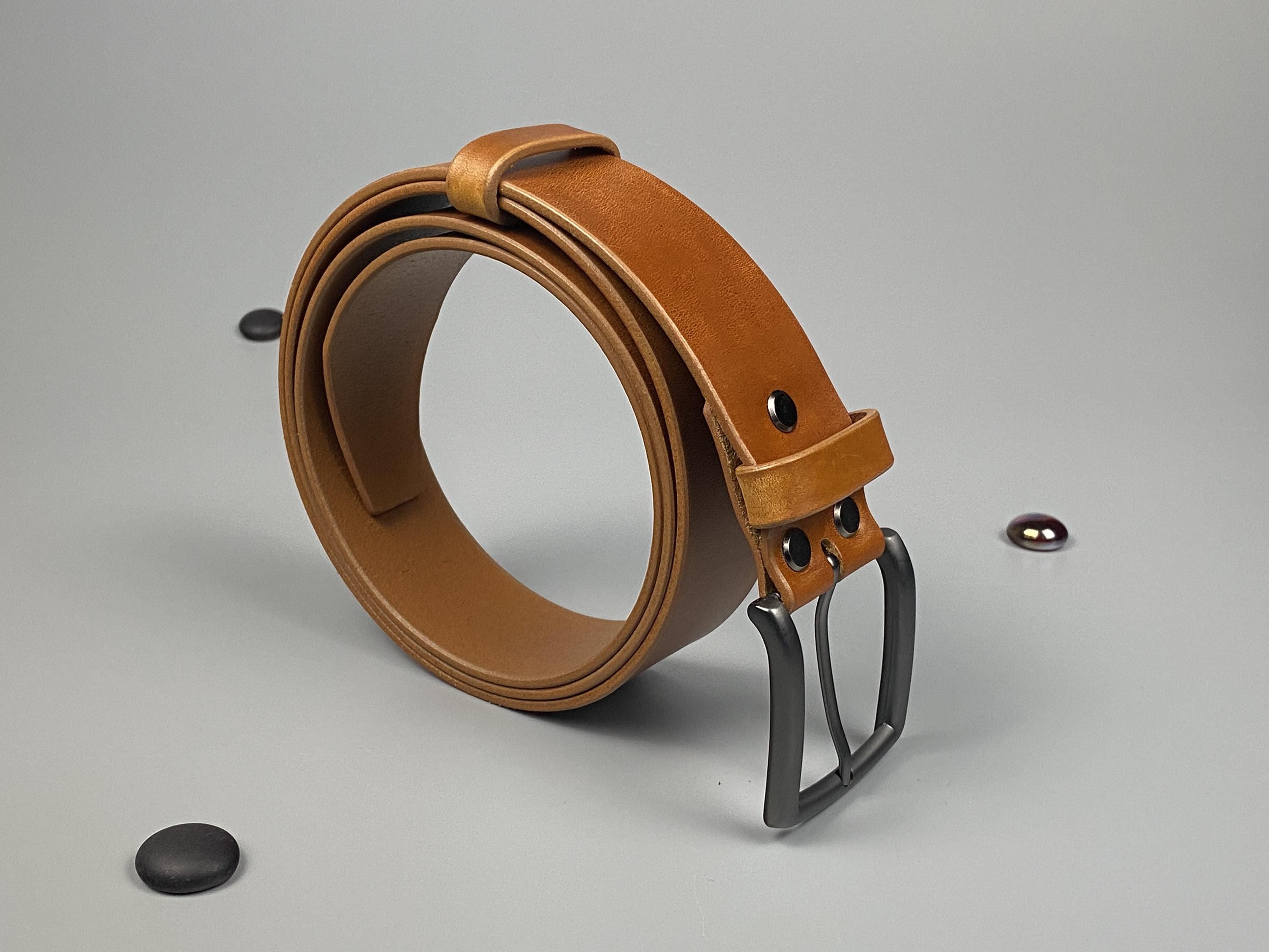 Cognac  - 40mm - Leather Belt | Handmade Veg-Tan, Titanium Buckle