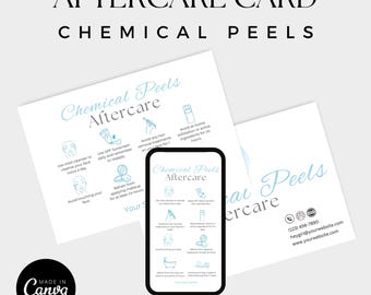 Chemical Peels Aftercare Card | Editable Canva Template | Printable Salon Handout | Client Instructions & Care Guide