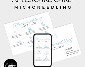 Microneedling Aftercare Card | Editable Canva Template | Printable Salon Handout | Client Instructions & Care Guide