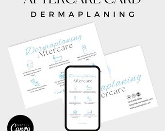 Dermaplaning Aftercare Card | Editable Canva Template | Printable Salon Handout | Client Instructions & Care Guide
