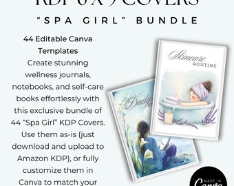 44 Unique Spa Girl KDP Covers | 6x9 Size | Editable in Canva + Ready-to-Use PDFs