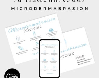 Microdermabrasion Aftercare Card | Editable Canva Template | Printable Salon Handout | Client Instructions & Care Guide