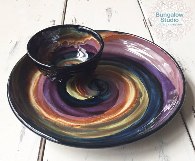 Ceramic Chip and Dip Set Unique Hostess Gift Pottery Chip Etsy