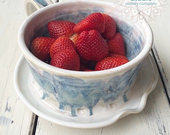 Ceramic Berry Buddy, Pottery Berry Bowl, Ceramic Colander, Ceramic Berry Basket