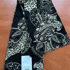 Codello Double Layer Wool Scarf Black White Paisley Made in Italy