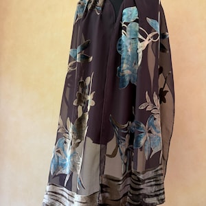 Velvet Burnout Silk Blend Stole Wrap Scarf Sheer Floral Evening Shawl Vintage TIE RACK London
