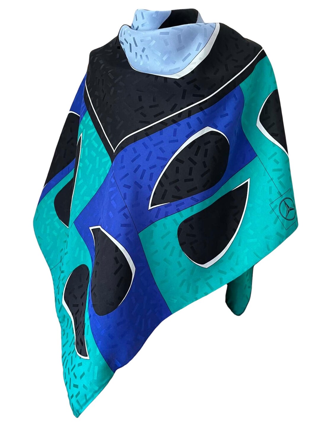 Vintage Mercedes Benz Silk Scarf Jacquard Large Square 100x100 Cm Blue ...