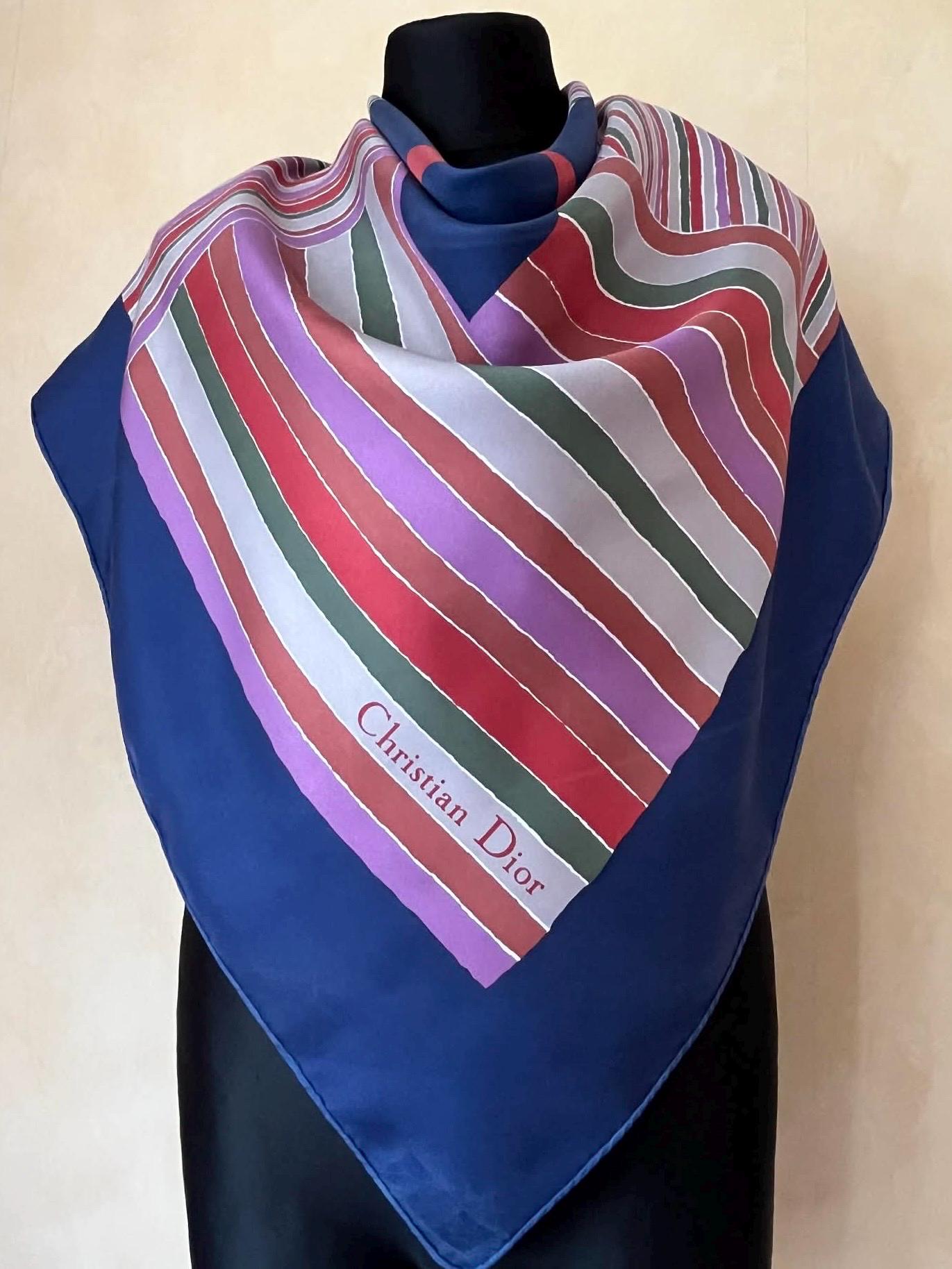 Blue christian dior scarf logo - Etsy 日本