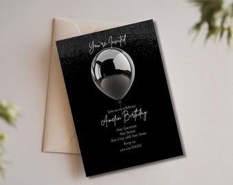 Black Elegant Birthday Invitation Video | Editable Birthday Dinner Invite | Luxury Digital Birthday Party Video | Canva Template