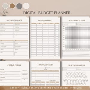 Hyperlinked Budget Planner Monthly Expense Tracker Income and Savings Log Debt Payoff Sheet Printable Finance PDF Personal finance