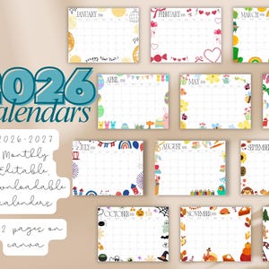 Maandplanner 2026, themakalendersjablonen, bewerkbaar