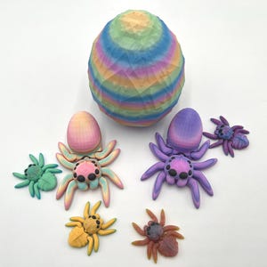 Easter Egg Spiders in a Easter Themed Egg, Gift for Easter, Movable Fidgets, Articulated Design, Easter Themed Décor, Collectible Figurines