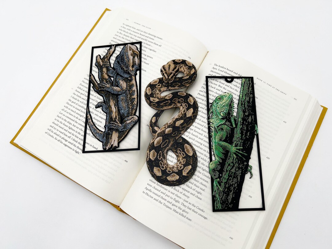 Reptile Collection Bookmarks Set, Iguana, Bearded Dragon, and ...