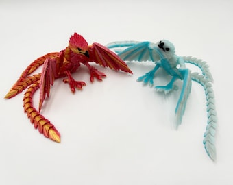 Phoenix, Fire and Ice, Articulated Fantasy Bird, Oriental Décor