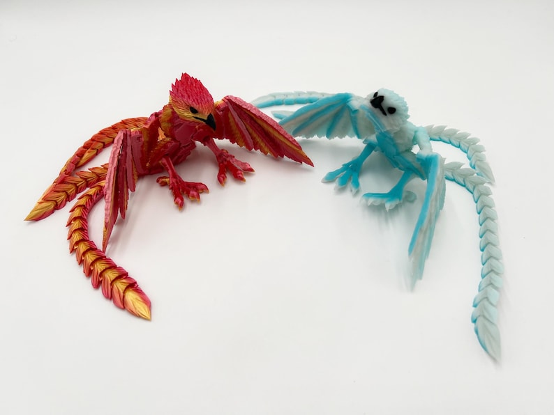 Phoenix, Fire and Ice, Articulated Fantasy Bird, Oriental Décor image 1