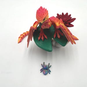 Phoenix, Fire and Ice, Articulated Fantasy Bird, Oriental Décor image 7