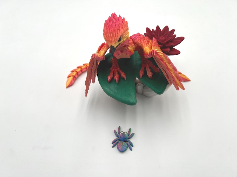 Phoenix, Fire and Ice, Articulated Fantasy Bird, Oriental Décor image 7