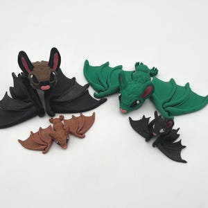 Tiny Bats, Family of 4, Gift for Halloween, Gothic Décor, Movable Fidget Items, Articulated Design, Collectible Figurines