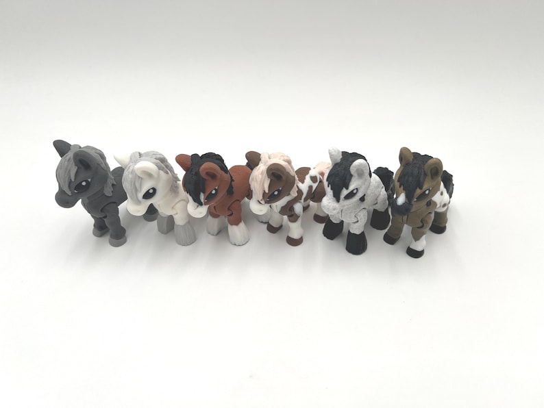 Little Horses Collection, Set of Six, Gift for Horse Lovers, Multiple Colors, Articulated Fidgets, Farm-Themed Décor, Collectible Figurines image 2