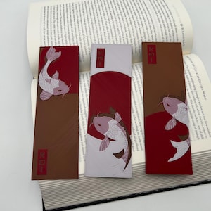 Koi Fish Bookmarks Set, Perfect Gift for for Avid Readers and Book Lovers, Japanese Art Lovers, Reading Assistance, Set of 3