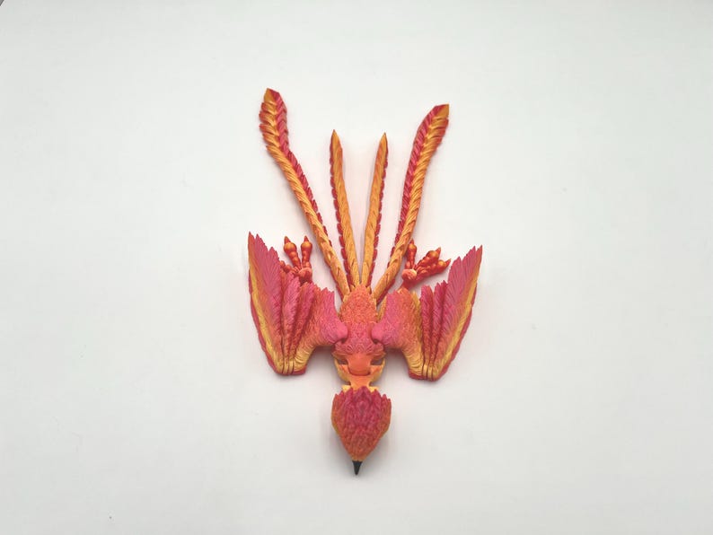 Mythical Bird Display Fantasy Art Collection Phoenix Sculpture Oriental Design Home Décor Piece Large Scale Statue Articulated Movement Features Red Gold Coloring Premium Construction Quality Artistic Details Beautiful Handcrafted Creation