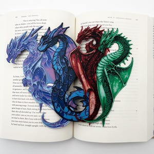 Mythical Dragon Bookmarks, the Perfect Gift for Avid Readers, Dragon, and Book Lovers, Fantasy Collectibles, Set of 4