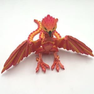 Oriental Art Display Phoenix Bird Statue Fantasy Creature Collection Mythological Home Décor Large Scale Sculpture Articulated Design Features Red Gold Coloring Premium Quality Construction Beautiful Artistic Details Handcrafted Display