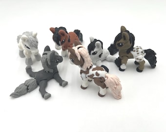 Little Horses Collection, Set of Six, Gift for Horse Lovers, Multiple Colors, Articulated Fidgets, Farm-Themed Décor, Collectible Figurines