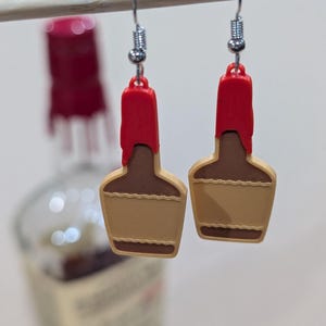 Bourbon whiskey earrings 3d printed