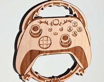 Game controller ornament - solid cherry wood