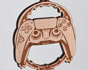 Game controller ornament - solid cherry wood