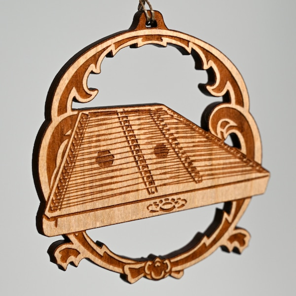 Hammered dulcimer ornament - solid cherry wood