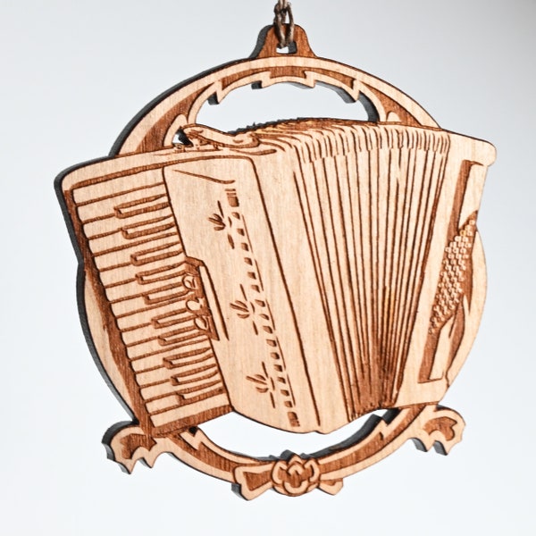 Accordion ornament - solid cherry wood