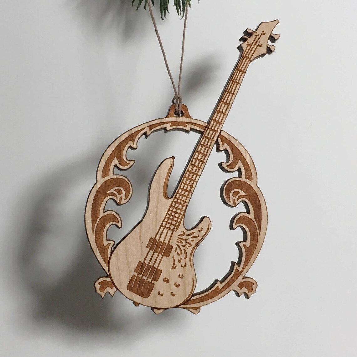 Bass Guitar Ornament Solid Cherry Wood Etsy New Zealand