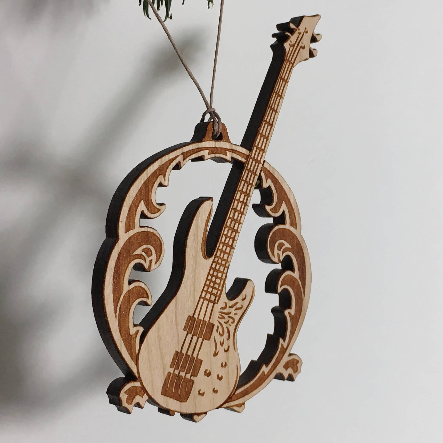 Bass Guitar Ornament Solid Cherry Wood Etsy
