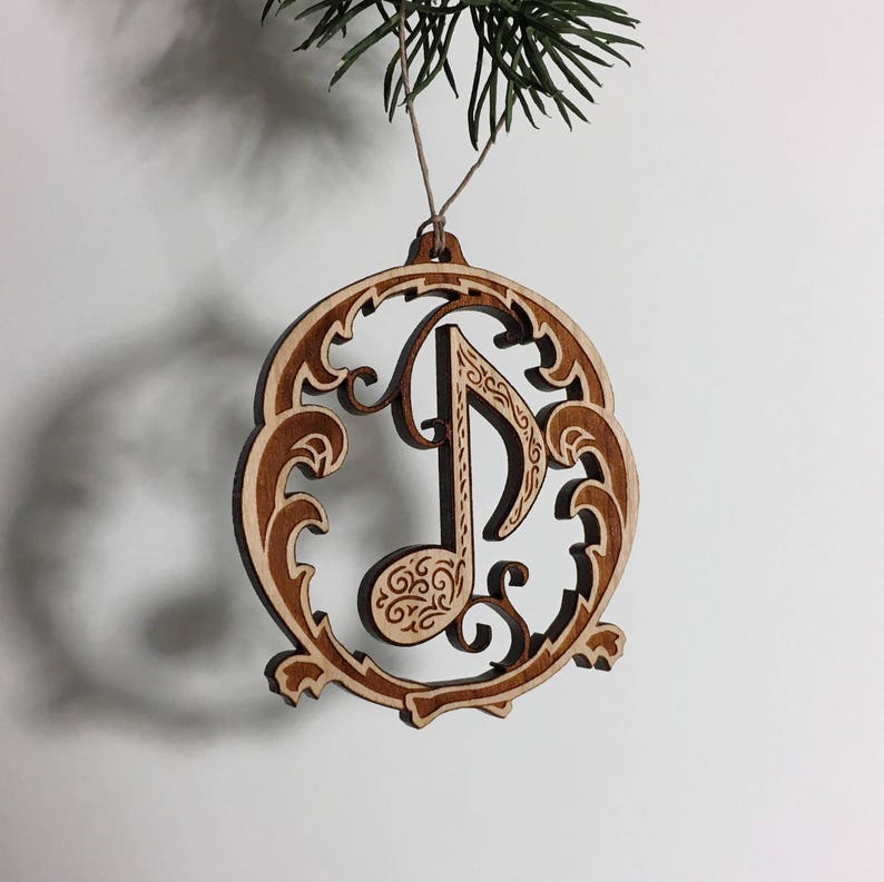 Music note ornament solid cherry wood image 2