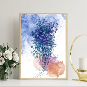 Abstract Watercolor Art Print - Modern Wall Decor - Minimalist Blue & Orange Painting - Elegant Home Decoration for Any Space
